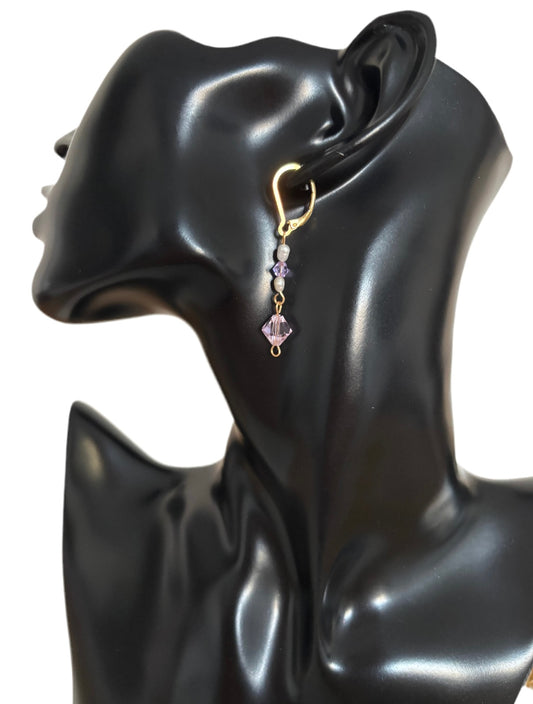 Elegante Ohrhänger mit Swarovski® Kristallen & Süßwasserperlen
