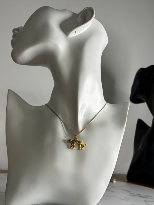 18 k Vergoldete Edelstahlkette mit Leopard-Anhänger🐆